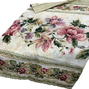 Cottage Floral Stripe Fabric Remnant Window Valance Cotton Craft Sewing Supply